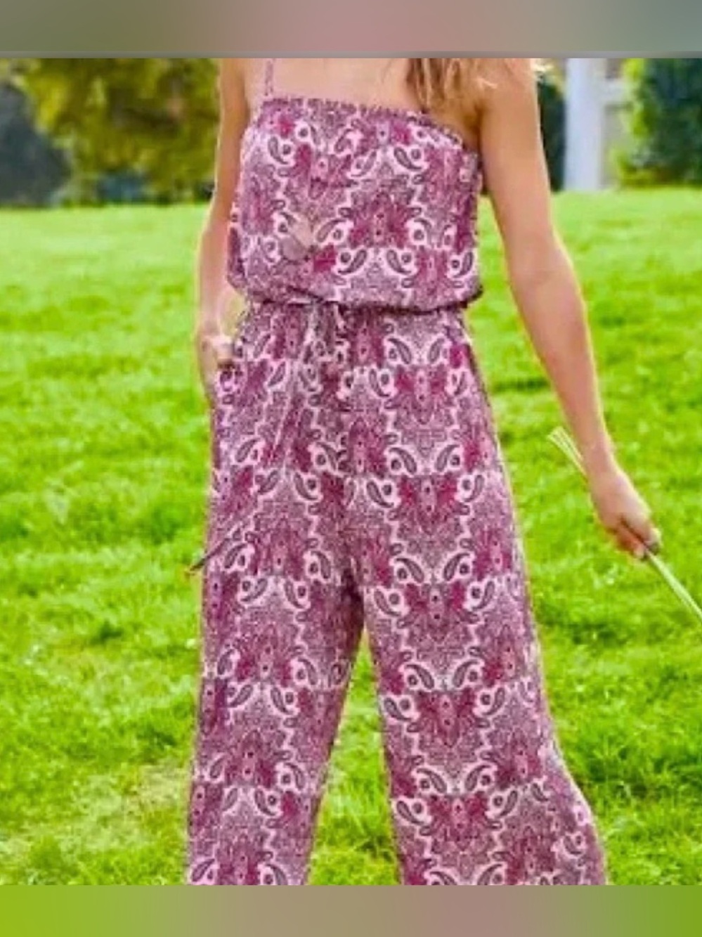 Maurice’s Women’s MaroonPaisley Strapless Jumpsuit